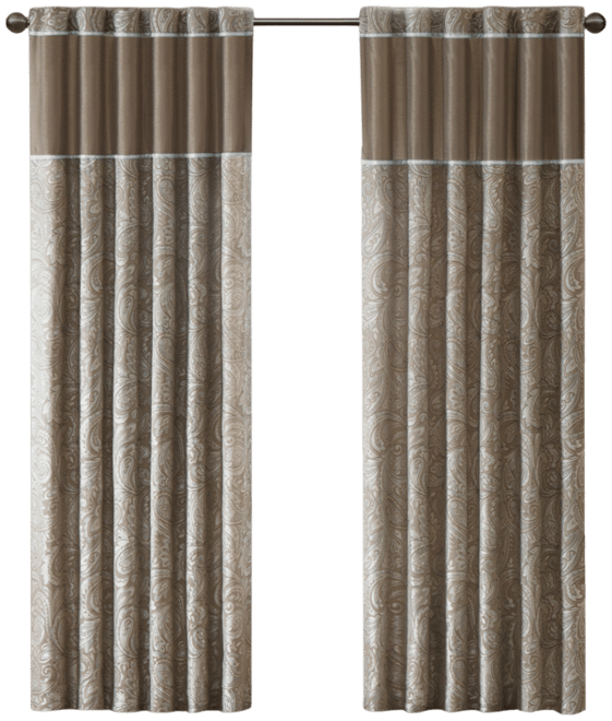Aubrey Jacquard Room Darkening Curtains, Faux Silk Paisley for Bedroom and Living Room, 95 inch length 2 panels set, Width 50 length 95 i