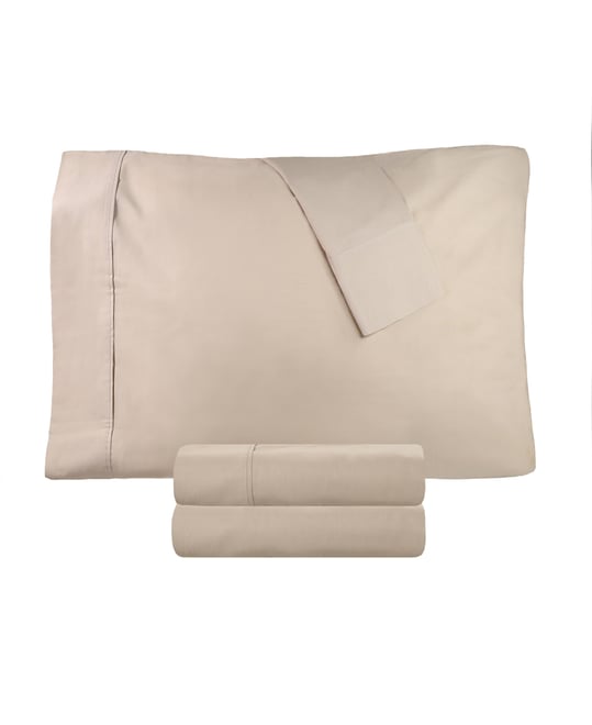 Solid 300-Thread Count Cotton Percale Deep Pocket Sheet Set, Split King