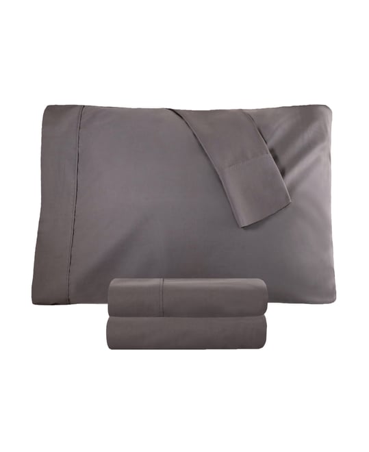 Solid 300-Thread Count Cotton Percale Deep Pocket Sheet Set, Split King