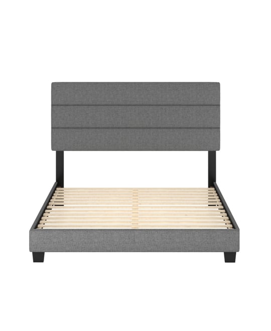 Sicily Linen Upholstered Platform Bed Frame with Adjustable Headboard