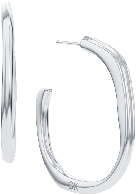 Stainless Steel Medium Structural C-Hoop Earrings, 1.33"