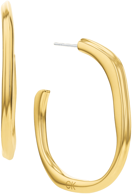 Stainless Steel Medium Structural C-Hoop Earrings, 1.33"