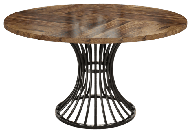 Round Dining Table for 4-6 People, 47-Inch Farmhouse Dinning Room Table Circle Kitchen Table, Industrial Dinner Table with Metal Base for K