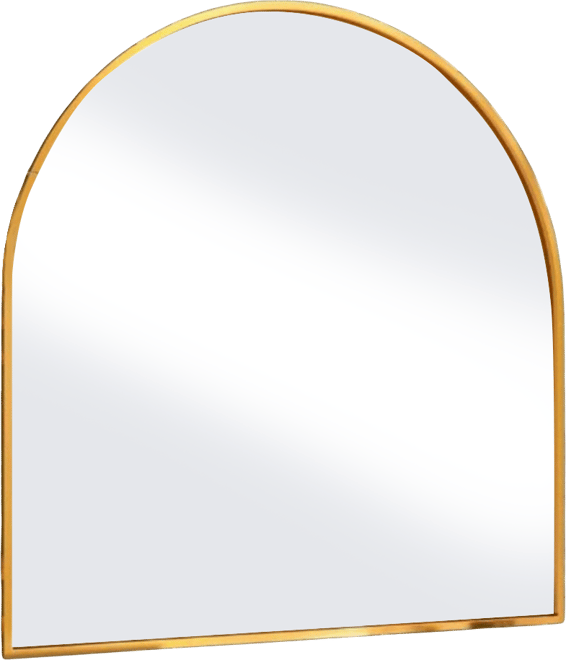 Arched Wall Mounted Mirror 32"x34" in Gold