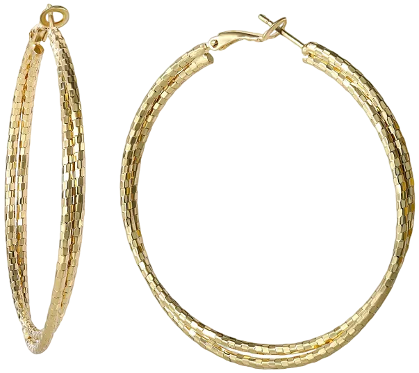 Womens Double Hoop Faceted Earrings