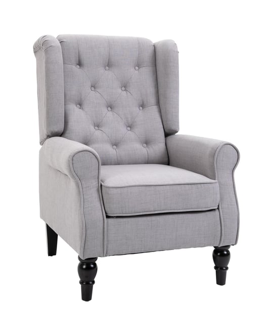 Button-Tufted Accent Chair with High Wingback, Rounded Cushioned Armrests