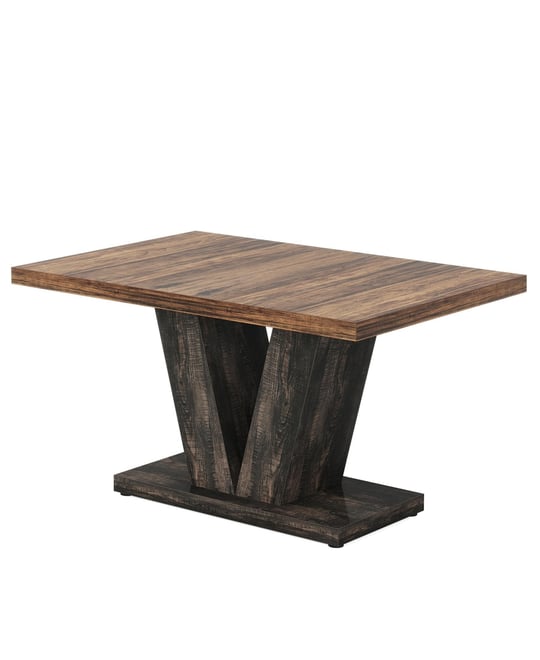 47-Inch Dining Table for 4, Black Kitchen Dinner Table with Heavy Duty Pedestal, Farmhouse Wooden Eating Table for Home, Dining Room, Small