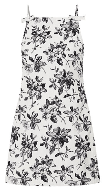 Black & White Floral Bow Strap Dalton Dress