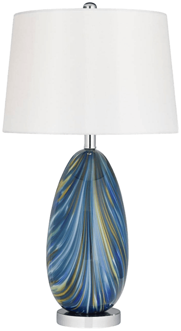 Pablo Modern Table Lamp 27" Tall Blue Art Glass White Tapered Drum Shade for Bedroom Living Room Bedside Nightstand Office Fa