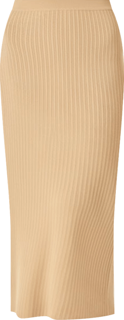 Women's Ribbed Slit Maxi Skirt