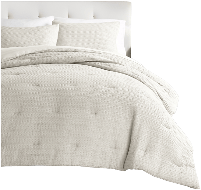 Waffle Textured 3-Piece Comforter Set, King/California King