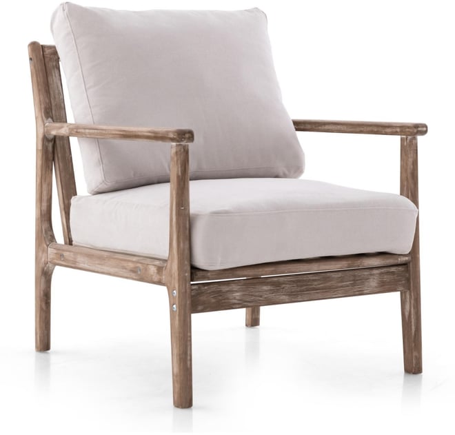 Modern Accent Chair with Solid Rubber Wood Armrests