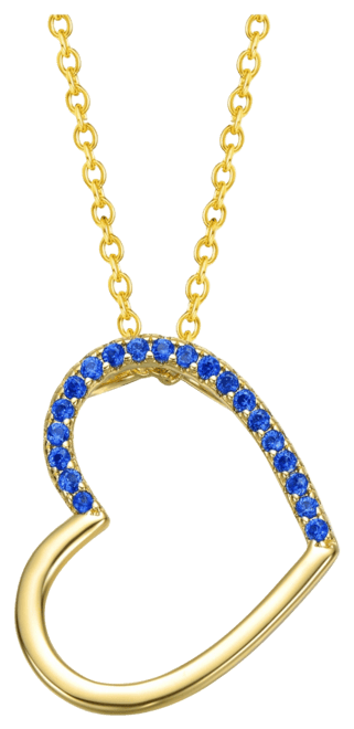 Kids' 14k Gold Plated with Blue Cubic Zirconia Heart Pendant Necklace