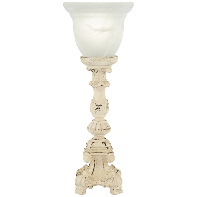 Country Cottage Accent Table Lamp 18 1/4" High French Beige Alabaster Glass Uplight Shade for Living Room Bedroom