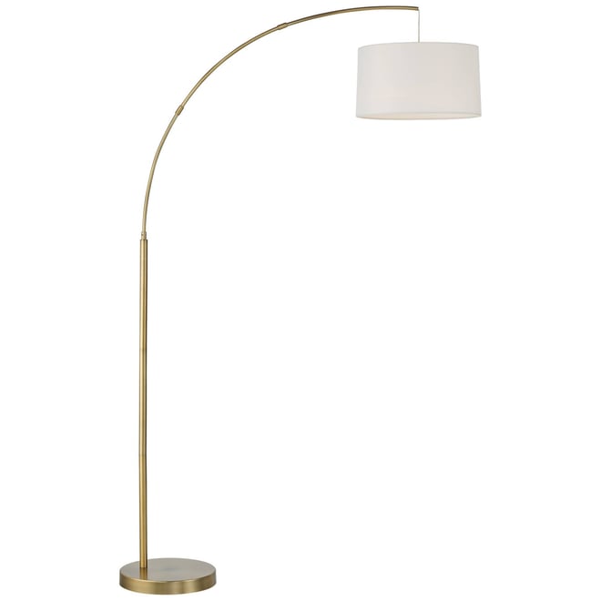 Modern Arc Floor Lamp with Usb Charging Port 72" Tall Brass White Linen Drum Shade for Living Room Reading House Home