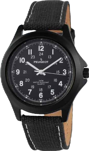 Men's 40mm Military Dial Sport Watch with Black Canvas Strap