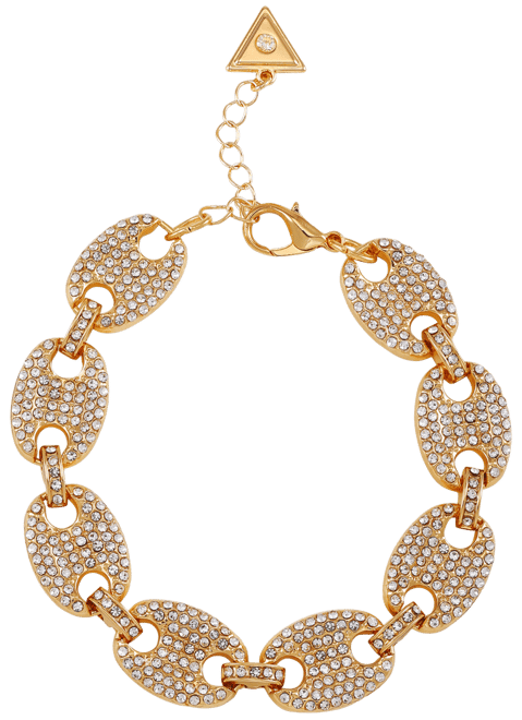 Gold-Tone Pave Link Statement Flex Bracelet