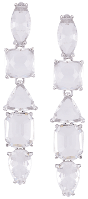 Mixed Cut Crystal Linear Drop Earrings