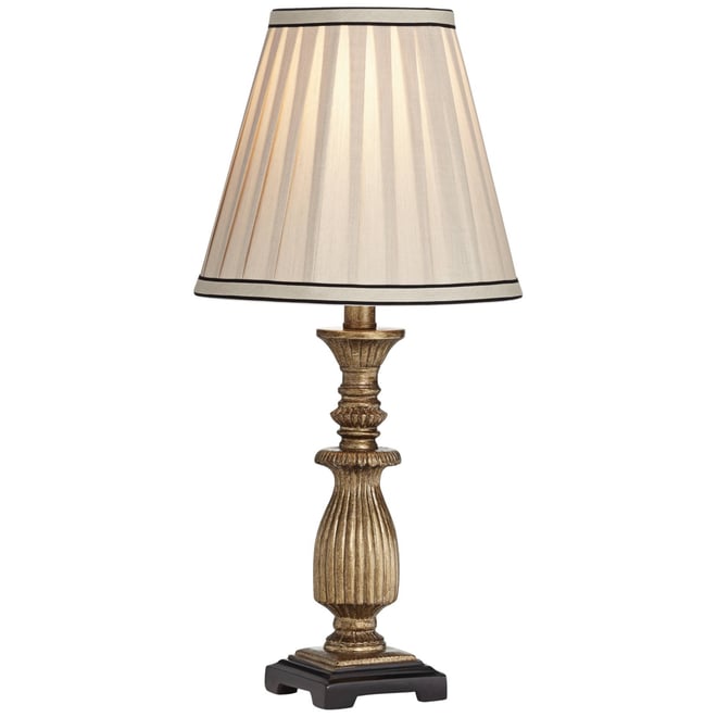 Ribbed Traditional Rustic Accent Table Lamp 18" High Antique Gold Beige Fabric Pleated Empire Shade Decor for Bedroom Living Room House Home Beds