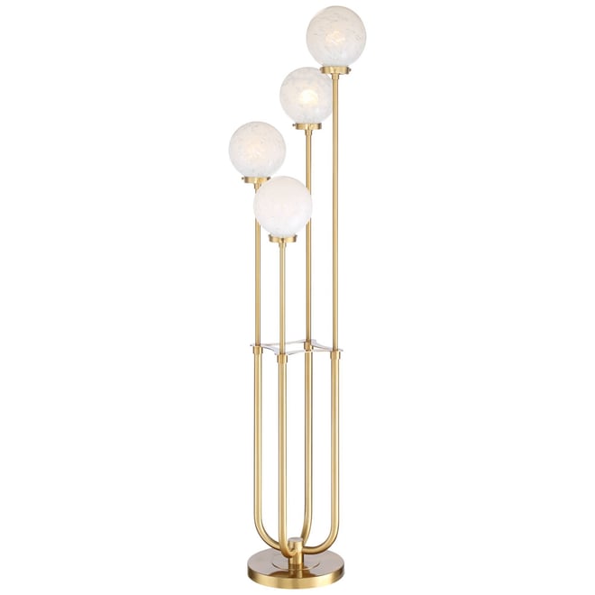 Mid Century Modern Glam Style Floor Lamp 4-Light Led 68.5" Tall Warm Gold Glass Globe Shade for Living Room House Uplight