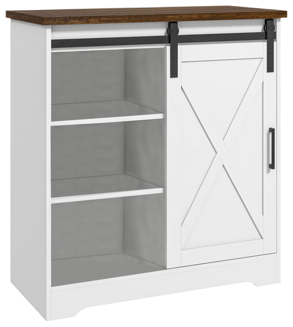 Farmhouse Bar with Storage Sliding Barn Door,