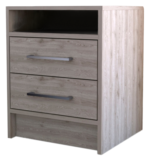 Philadelphia Nightstand, Two Drawers, Concealed Shelf
