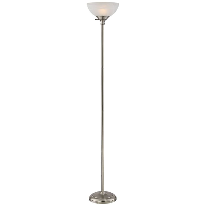 Maddox Modern Torchiere Floor Lamp 71" Tall Satin Nickel Silver Metal Alabaster Glass Shade for Living Room Bedroom Office House Hom