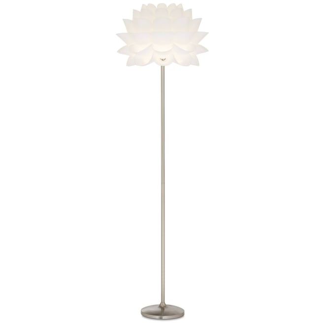 Modern Floor Lamp 63" Tall Brushed Steel White Orb Petal Flower Shade Dimmable for Living Room Reading Bedroom Office