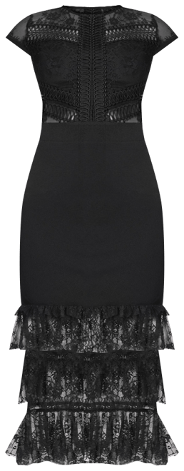 Women's Tiered Lace Midi Dress