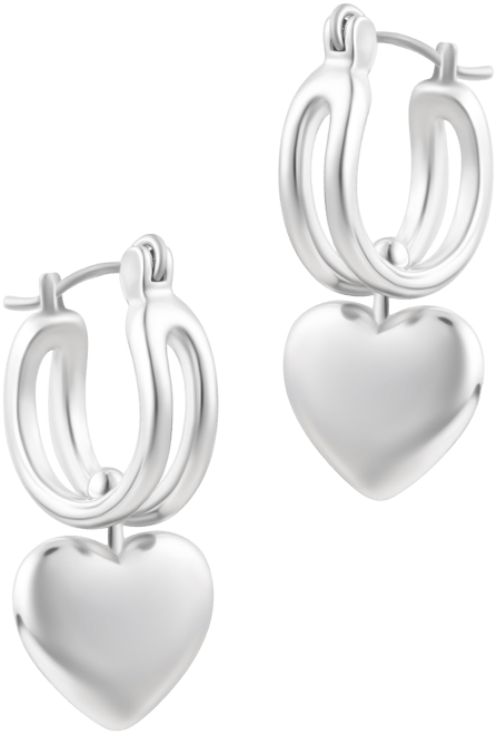 Silver Heart Huggie Earrings