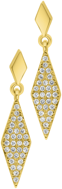 Gold Crystal Diamond-Shaped Drop Earrings