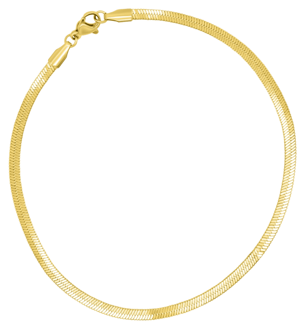 Gold Tarnish Resistant Adjustable 9-11" Thin Herringbone Chain Anklet