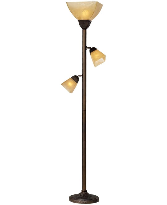 Franklin Iron Works Rustic Farmhouse Mission Torchiere Floor Lamp 71 1 2 Tall Roman Bronze 3 Light Frosted Champagne Amber Glass Shade for Living Room Reading Bedroom Office House Home Decor Macy s