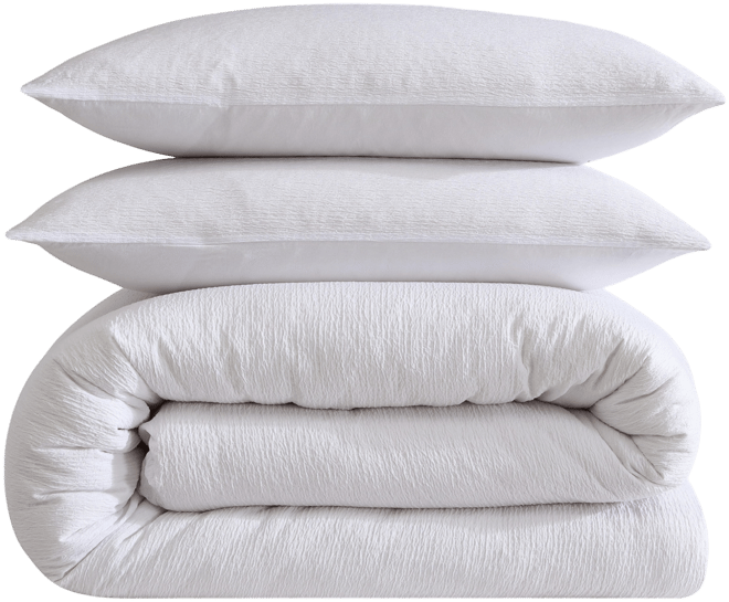 Closeout!  Seersucker 3 Piece Duvet Cover Set, Queen