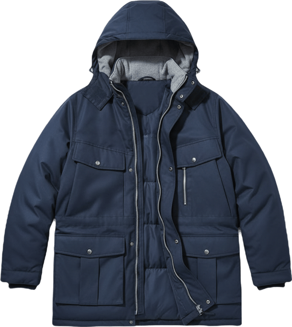 Big & Tall by KingSize Fleece-Lined Parka With Detachable Hood And 6 Pockets