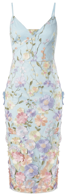 Women's Floral Embroidered Midi Dress