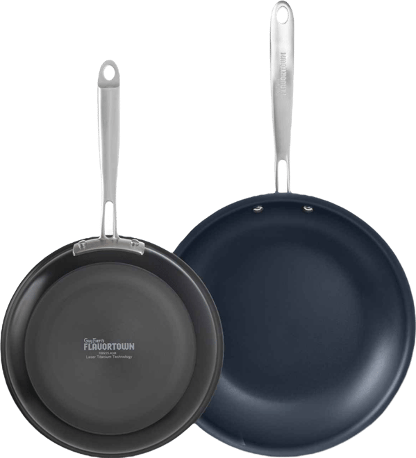 's Flavortown Hard-Anodized Laser Titanium Aluminum Frypan, Set of 2