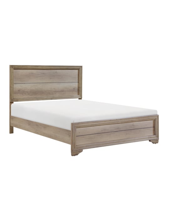 Simplie Fun Contemporary Look Natural Finish Queen Bed 1 Piece Premium Melamine Board Wooden