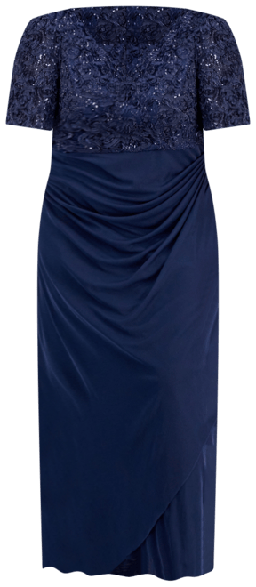 Plus Size Soutache Embellished Short-Sleeve Gown