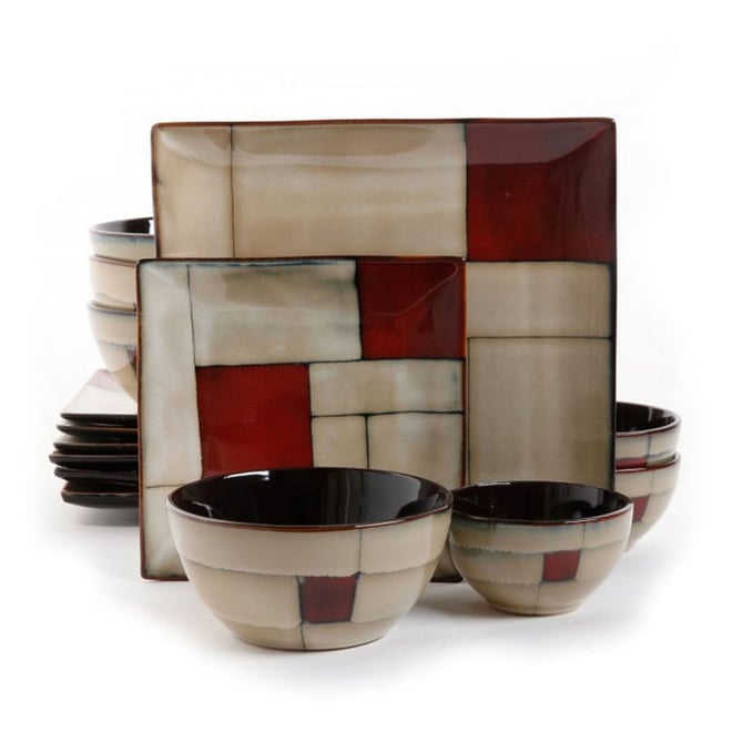 Gibson Elite Azeal Double Bowl Dinnerware Set, Color: Taupe