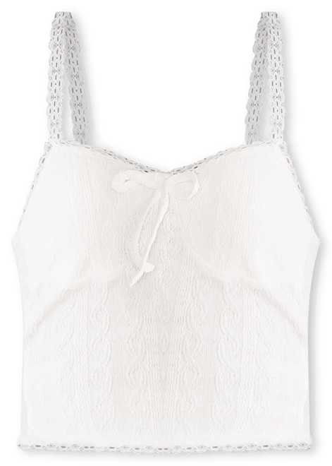 Textured Cropped Lace-Trim Cami