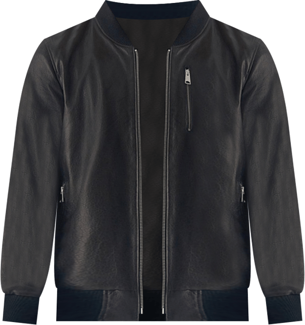 Men's Genuine Leather Bomber Jacket, Natural Grain Black