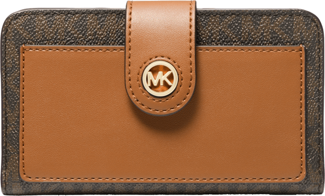 Michael  Charm Logo Medium Tab Pocket Bifold Wallet