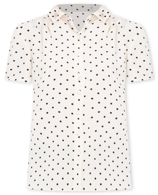 Cap-Sleeve Button-Up Blouse