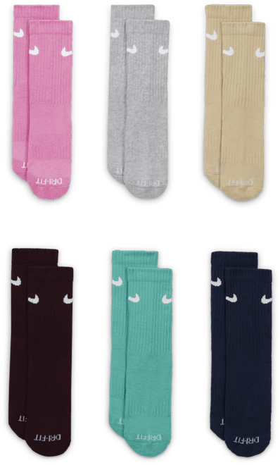 Nike Dri-FIT Performance Basics Little Kids' Crew Socks (6 Pairs)