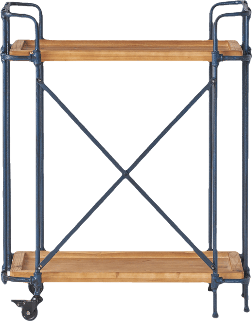 Streamdale Rustic Firwood Bar Cart with Iron Wheels