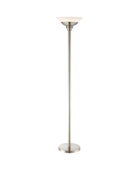 Metro Modern Torchiere Floor Lamp Dimmable 71" Tall Brushed Nickel Frosted White Acrylic Shade Pole Light for Living Room Reading