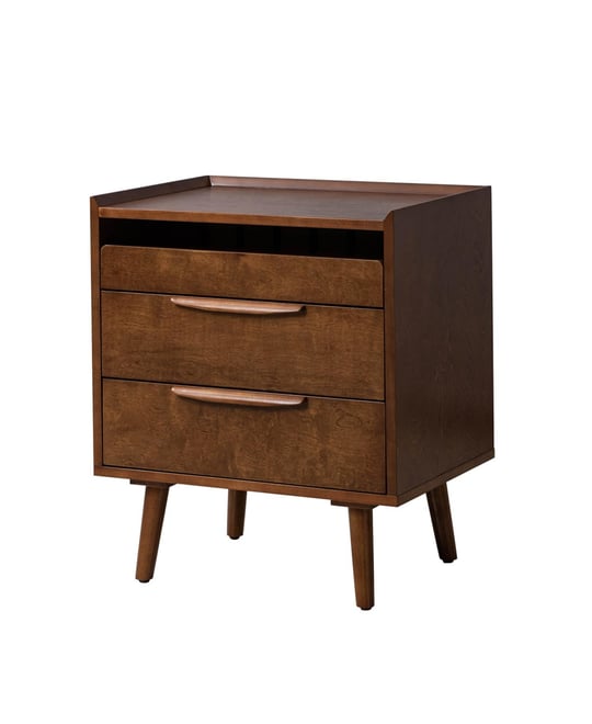 Mid-century Lisa 3-Drawer Nightstand with Solid Wood Legs