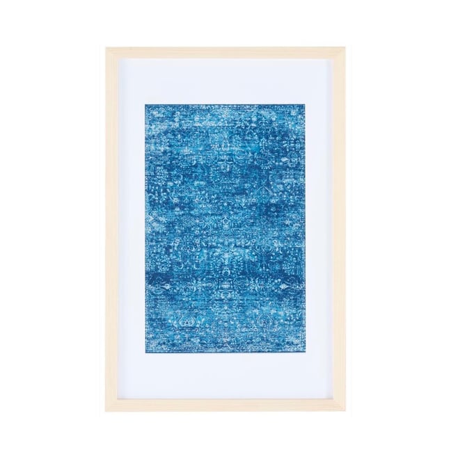 Demitri 23" Blue Framed Textile Wall Art