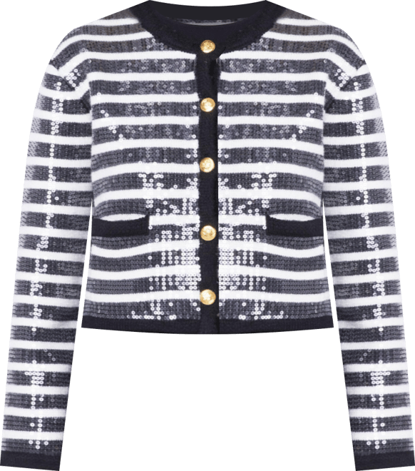 Women's Sequin Striped Knit Cardigan